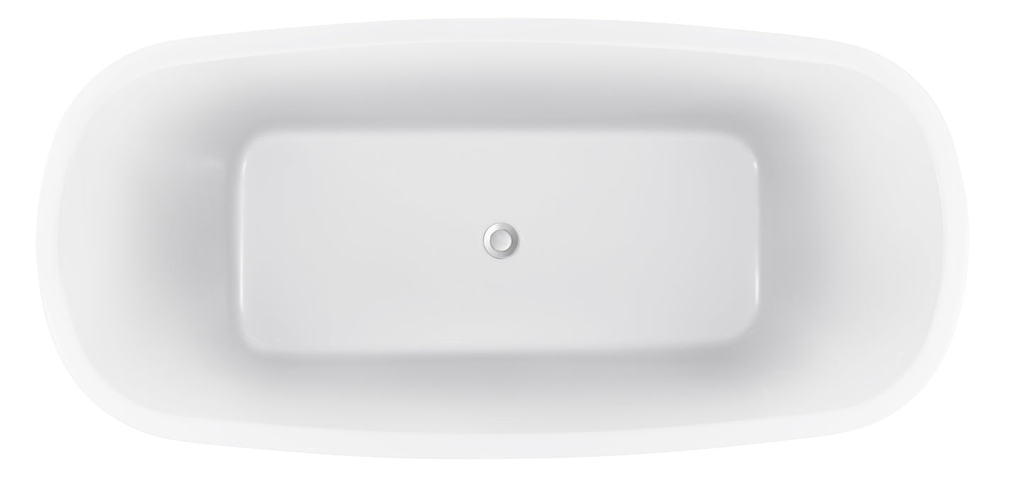 59" 100% Acrylic Freestanding Bathtub，Contemporary Soaking Tub，white Bathtub