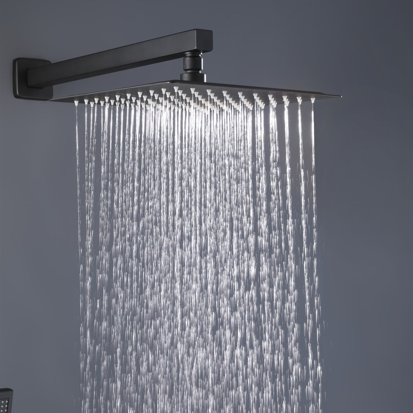 Trustmade 12 Inches Matte Black Shower System Bathroom Luxury Rain Mixer Shower Combo Set Wall Mounted Rainfall Shower Head System, Rough-in Valve Body and Trim Included - 2W01