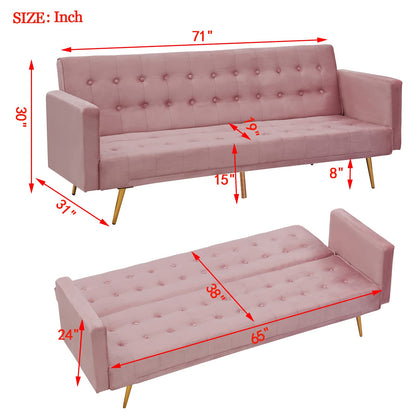 Modern pink multifunctional sofa bed with three levels of adjustment ( without pillow)