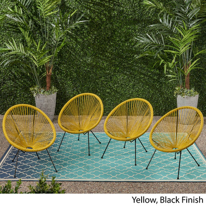 Great Deal Furniture Alexis Outdoor Woven Chair Yellow+Black （set of 2）