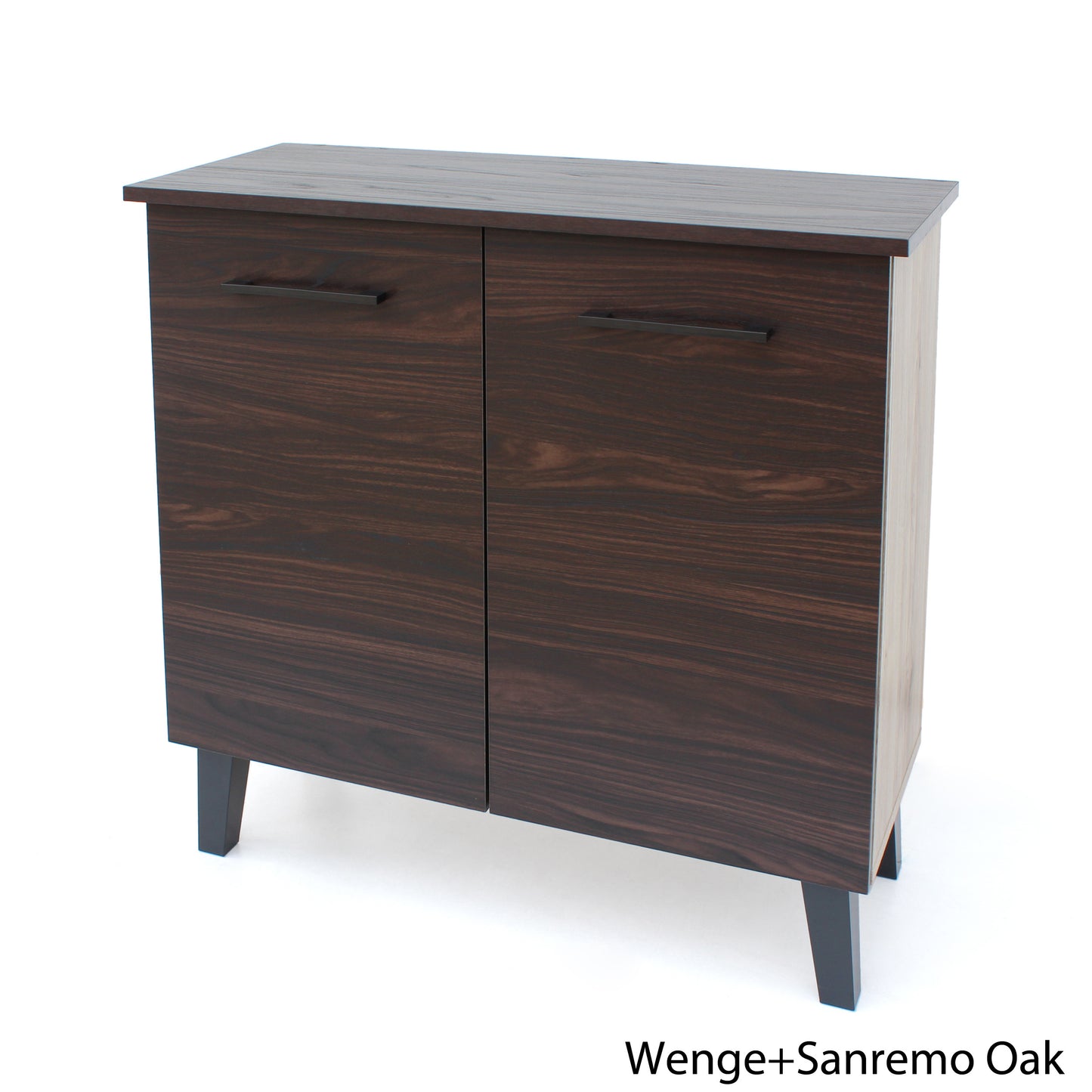 Willson Modern 3-Shelf Walnut Finished Faux Wood Cabinet with Oak Accent