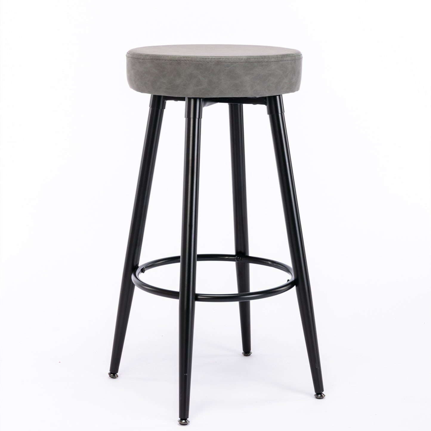 A&A Furniture,Metal Bar Stools,  Round Kitchen Counter Stools, Industrial Round Barstool, Bar Chairs, 28 Inch for Counter Pub Height Set of 2 (Gray)