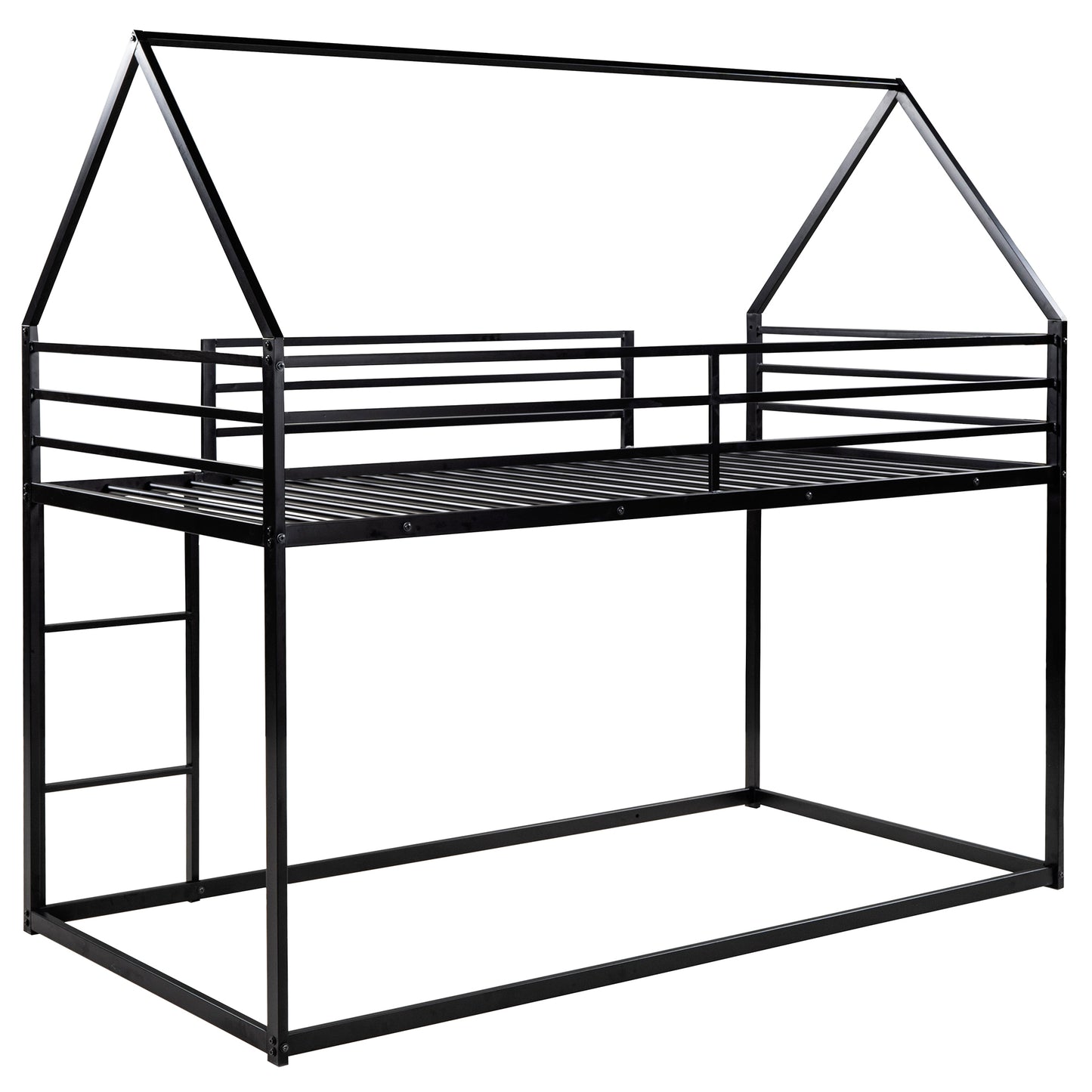 Twin over Twin House Bunk Bed with Built-in Ladder,Black