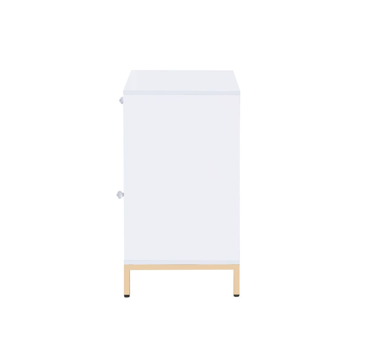 ACME Ottey Cabinet in White High Gloss & Gold 92543