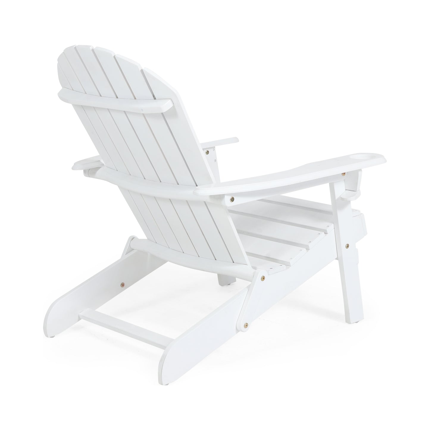 Outdoor Classic White Solid Wood Adirondack Leisure Seat Can Put Cup Holder Can Put Umbrella