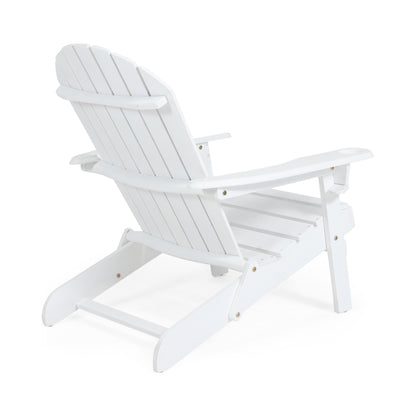 Outdoor Classic White Solid Wood Adirondack Leisure Seat Can Put Cup Holder Can Put Umbrella