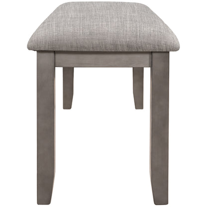 TREXM 6-Piece Kitchen Simple Wooden Dining Table and Chair with Bench, Fabric Cushion (Gray)