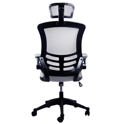 Techni Mobili Modern High-Back Mesh Executive Office Chair with Headrest and Flip-Up Arms, Silver Grey