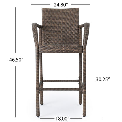 Stewart 30-Inch Outdoor Mix mocha Wicker Barstool (Set of 2)