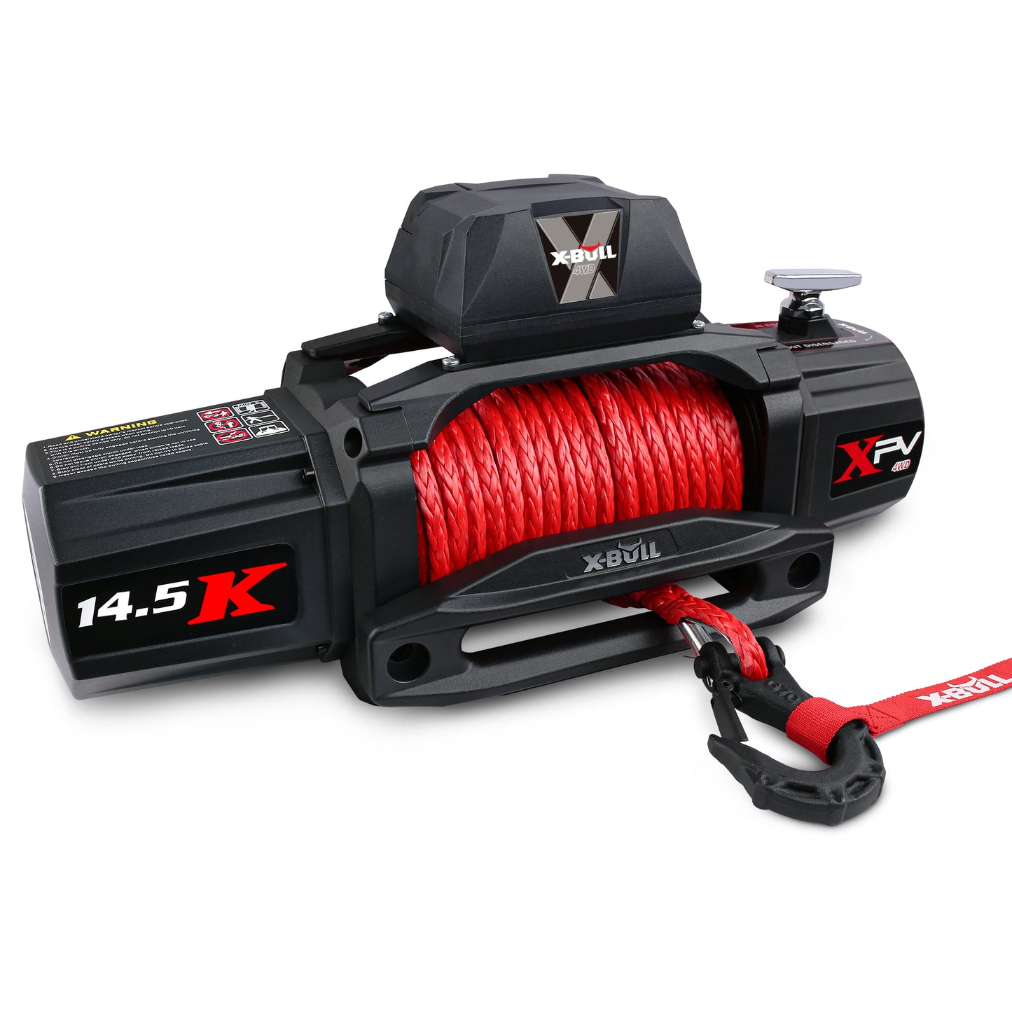 X-BULL 12V Synthetic Rope Winch-14500 lb. Load Capacity Premium Electric Winch Kit,Waterproof IP66 Electric Winch with Hawse Fairlead, with Wireless Handheld Remote and Corded Control Recovery