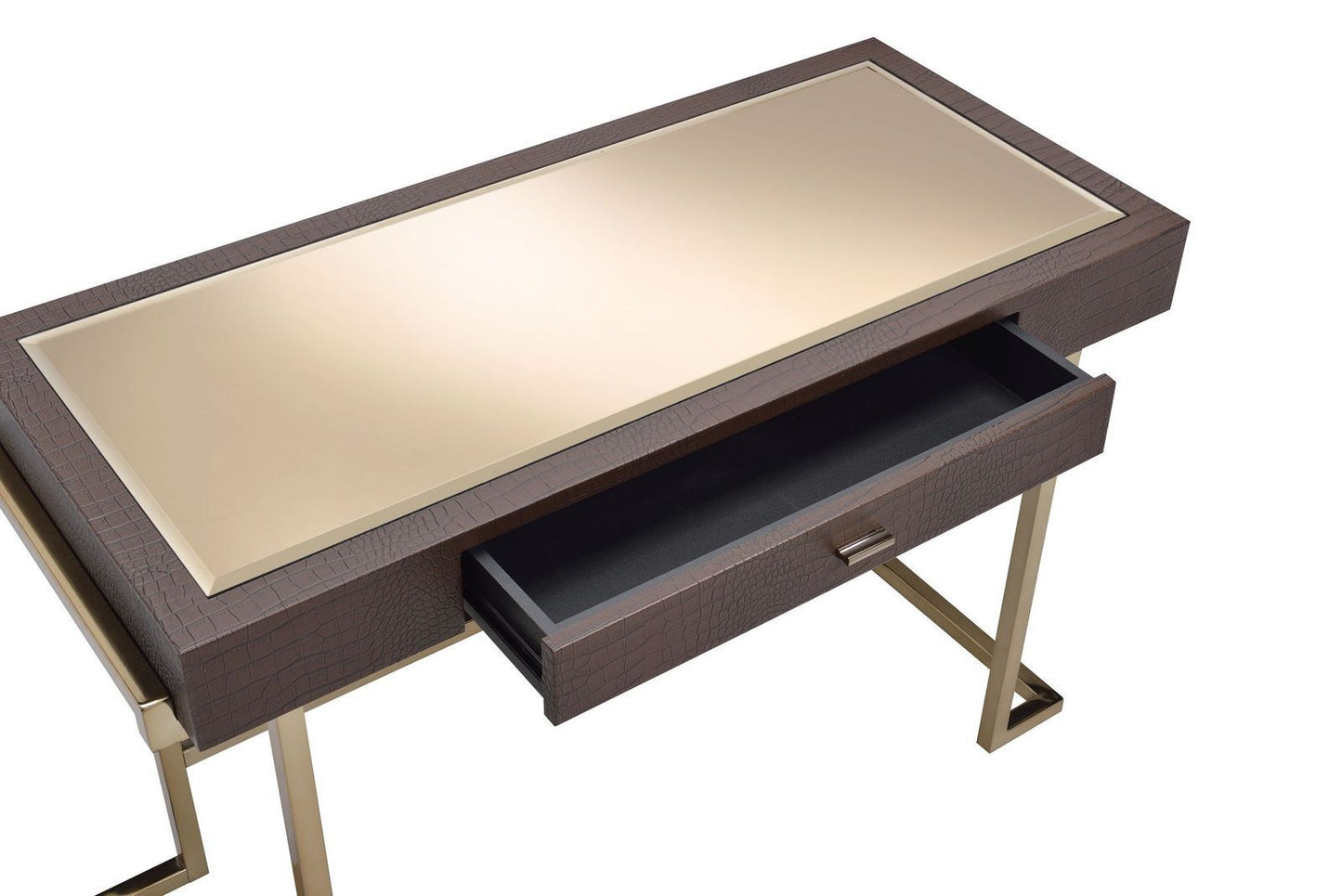 ACME Boice Desk in Espresso PU & Champagne 92336