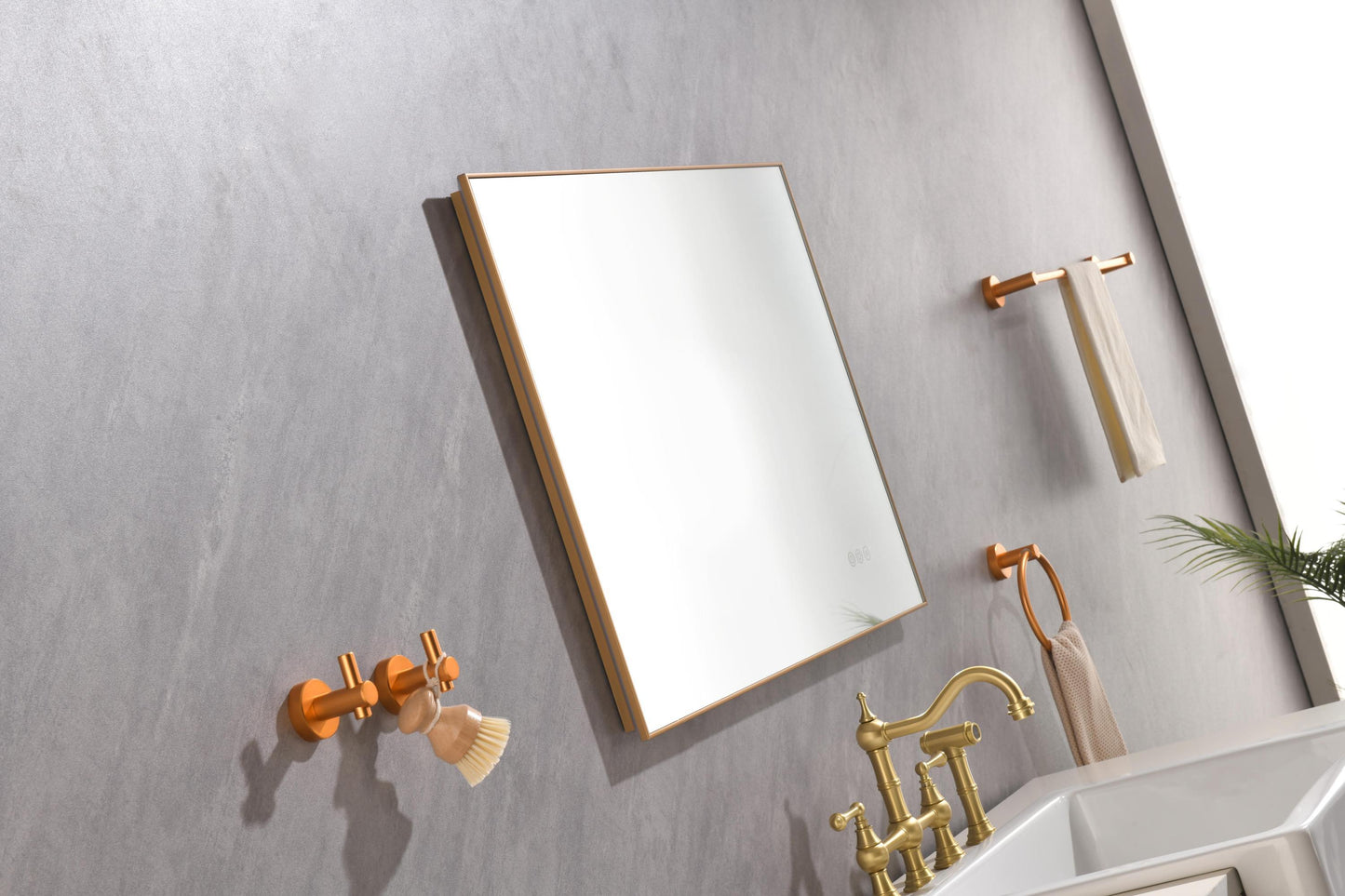 Super Bright Led Bathroom Mirror with Lights, Metal Frame Mirror Wall Mounted Lighted Vanity Mirrors for Wall, Anti Fog Dimmable Led Mirror for Makeup, Horizontal/Verti