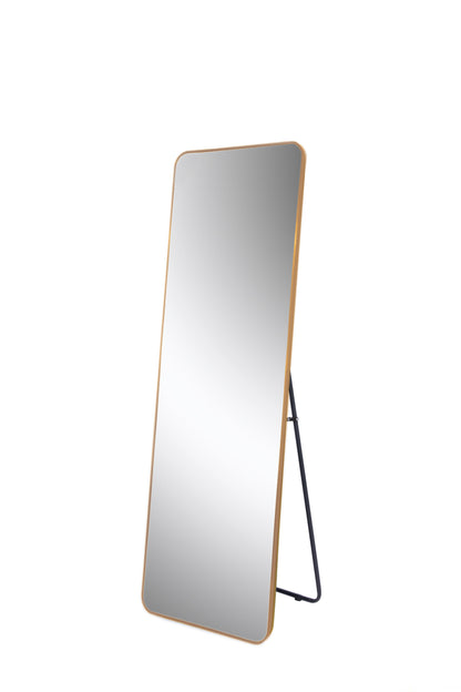 Full-Length Mirror 63"x20", Round Corner Aluminum Alloy Frame Floor Full Body Large Mirror, Stand or Leaning Against Wall for Living Room or Bedroom, Gold