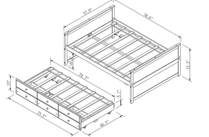 FULL CAPTAIN BED WITH TWIN TRUNDL AND 3 DRAWERS