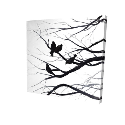 Birds and branches silhouette - 12x12 Print on canvas