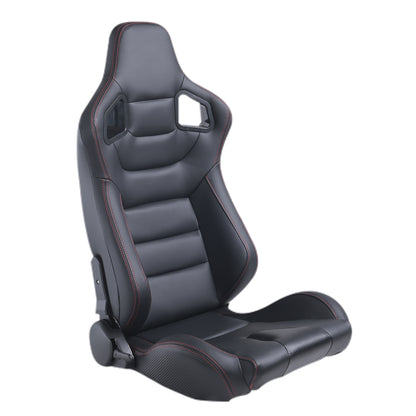 RACING SEAT  ALL BLACK SIMULATOR LEATHER WITH DOUBLE SLIDER 2PCS