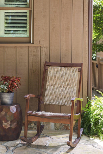 Ashley Emani Brown/Natural Casual Rocking Chair P168-827