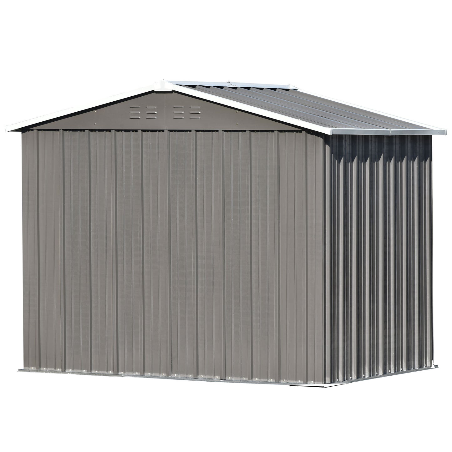 TOPMAX Patio 8ft x6ft Bike Shed Garden Shed, Metal Storage Shed with Lockable Doors, Tool Cabinet with Vents and Foundation Frame for Backyard, Lawn, Garden, Gray