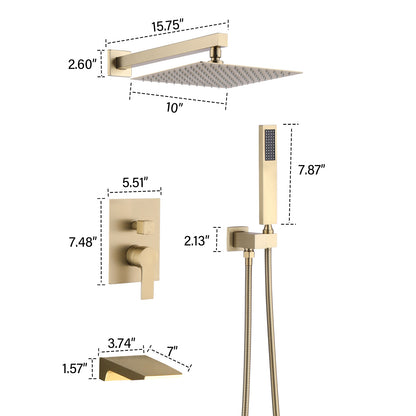 10inch Wall Mounted Rainfall Shower Head System Shower Faucet