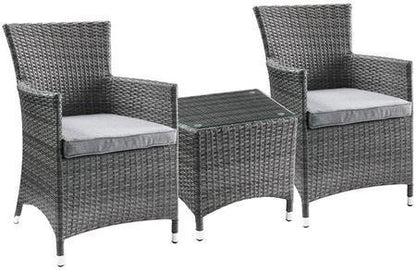 ACME Tashelle Patio Bistro Set (3Pc) in Gray Fabric & Gray Wicker 45000