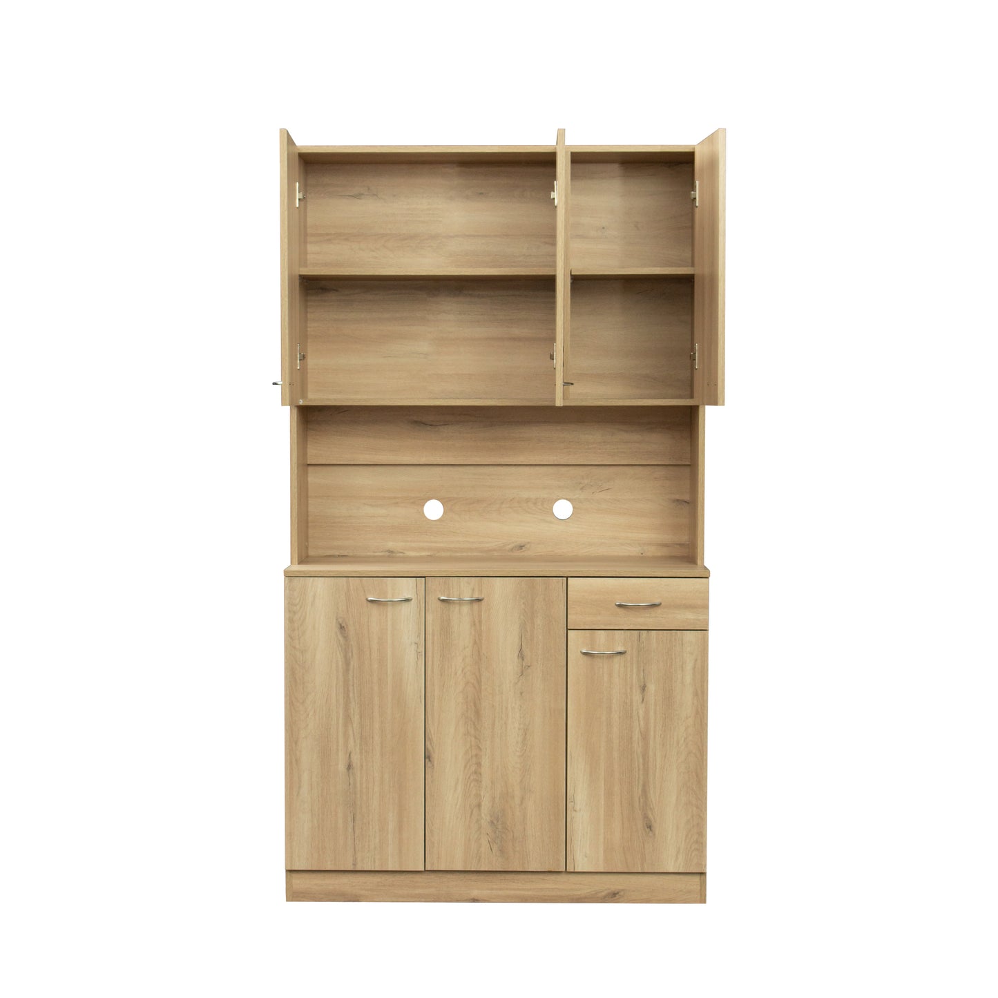 70.87" Tall Wardrobe& Kitchen Cabinet, with 6-Doors, 1-Open Shelves and 1-Drawer for bedroom,Rustic Oak