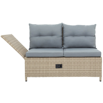 TOPMAX Outdoor Patio 4-Piece All Weather PE Wicker Rattan Sofa Set with Adjustable Backs for Backyard, Poolside, Gray