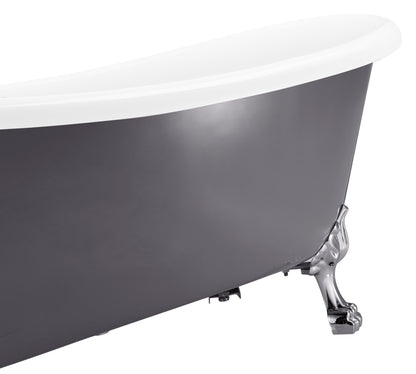 67" 100% Acrylic Freestanding Bathtub，Contemporary Soaking Tub，white inside and gray outside