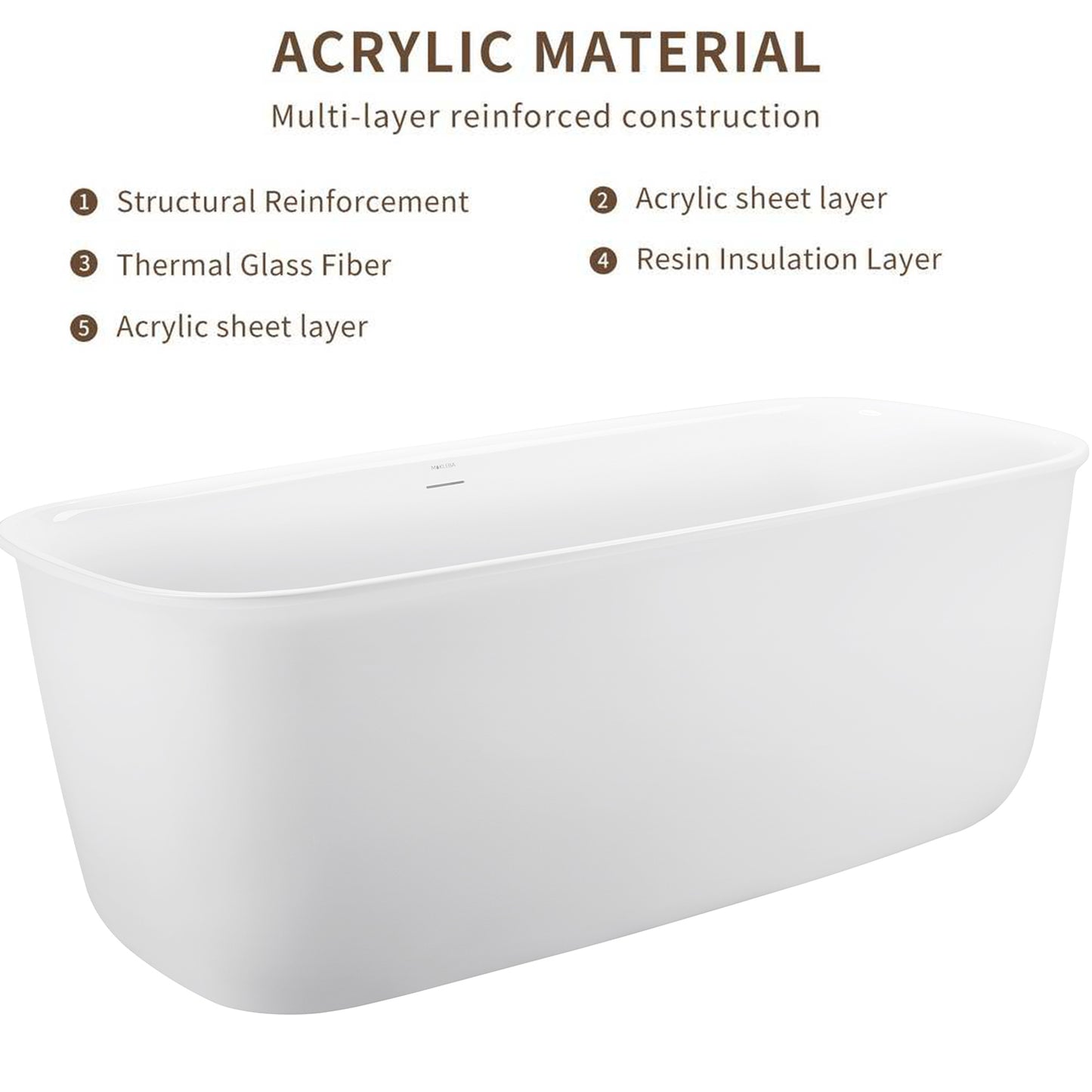 63" 100% Acrylic Freestanding Bathtub，Contemporary Soaking Tub，white bathtub