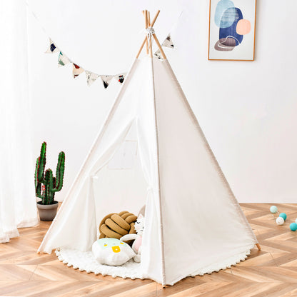 Kids Tent Natural Cotton Canvas Stable Framework Indoor Outdoor Safe Playing House Toys for Boy Girl