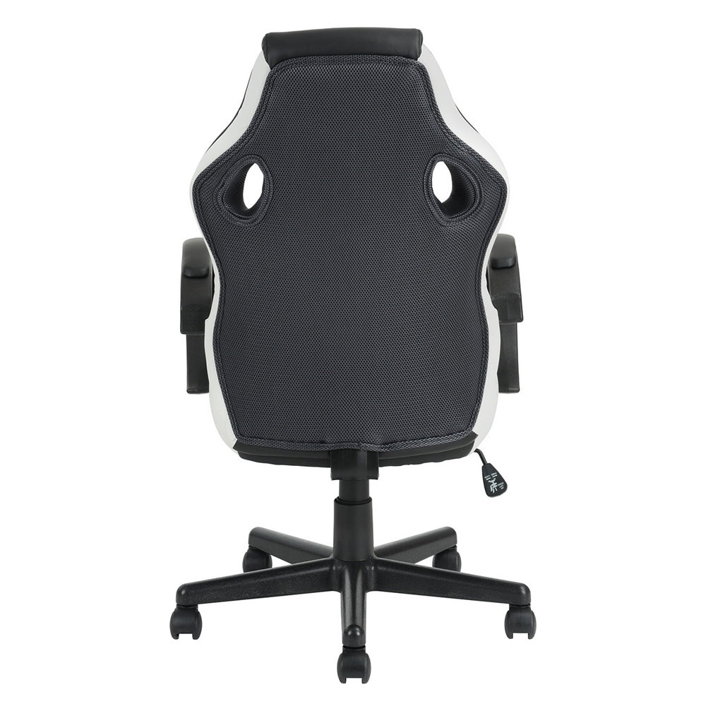 Gaming Office Chair with Fabric Adjustable Swivel, BLACK AND WHITE