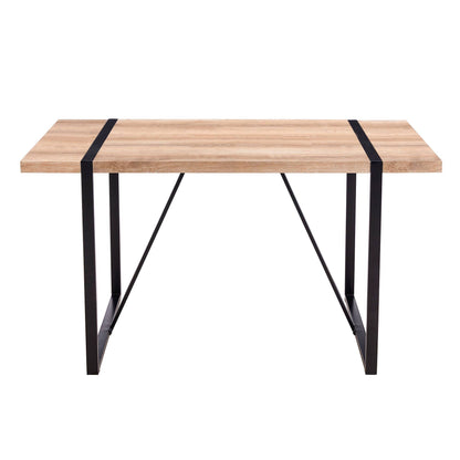 Rustic Industrial Rectangular Wood Dining Table For 4-6 Person,  With 1.5" Thick Engineered Wood Tabletop and Black Metal Legs, Writing Desk For Kitchen Dining Living Room, 55.1" W x 31.4" D x 29.9" H