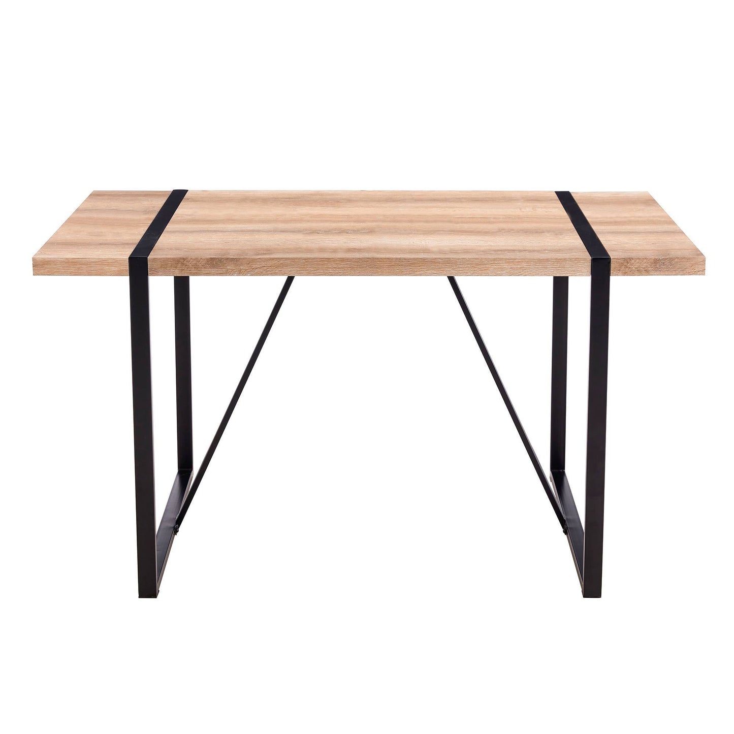 Rustic Industrial Rectangular Wood Dining Table For 4-6 Person, With 1.5" Thick Engineered Wood Tabletop and Black Metal Legs, Writing Desk For Kitchen Dining Living Room, 55.1" W x 31.4" D x 29.9" H