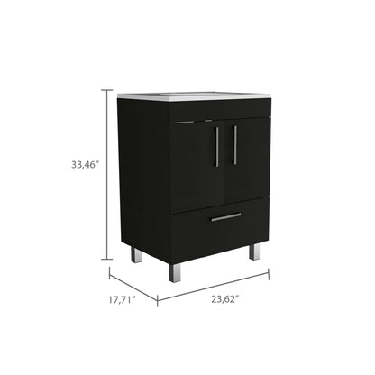 Clifton 2-Door Rectangle Single Bathroom Vanity Black Wengue