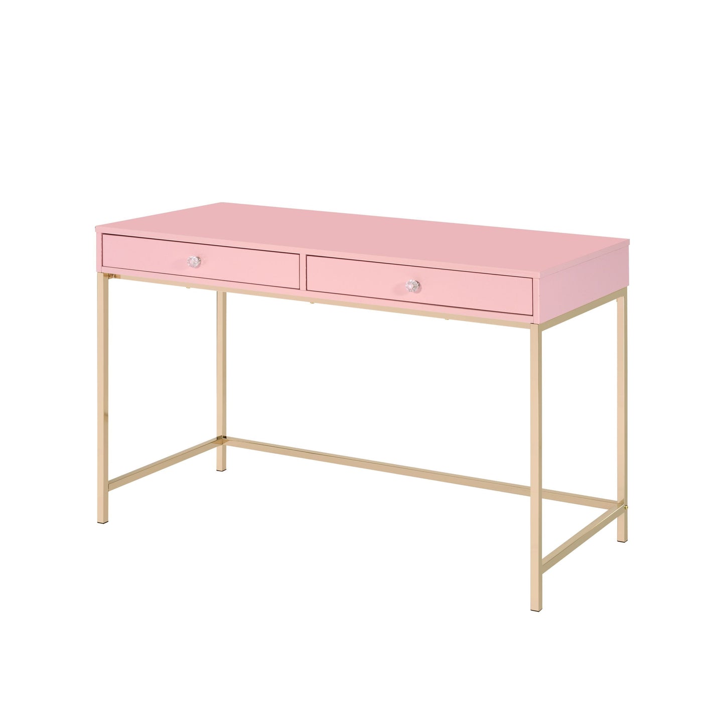 ACME Ottey Writing Desk, Pink High Gloss & Gold Finish 93545