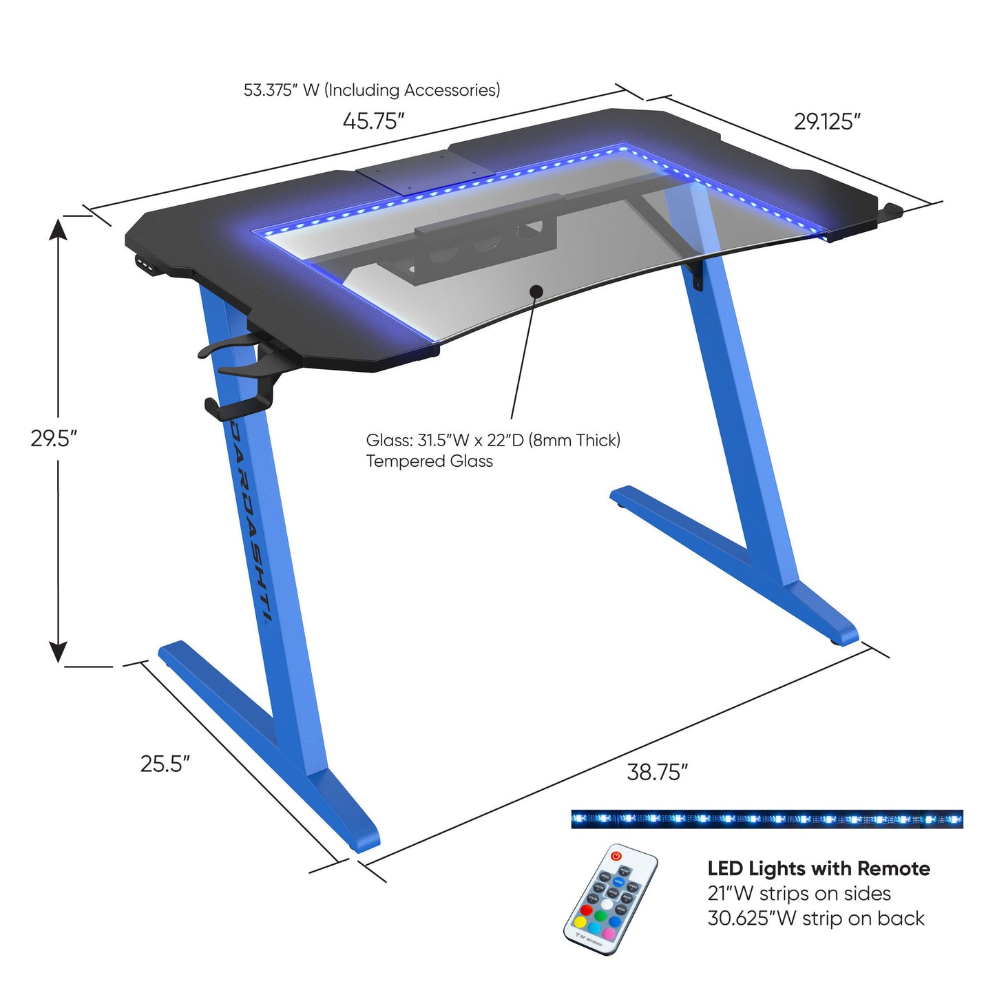 Dardashti Gaming Desk Z1-21-Cobalt Blue