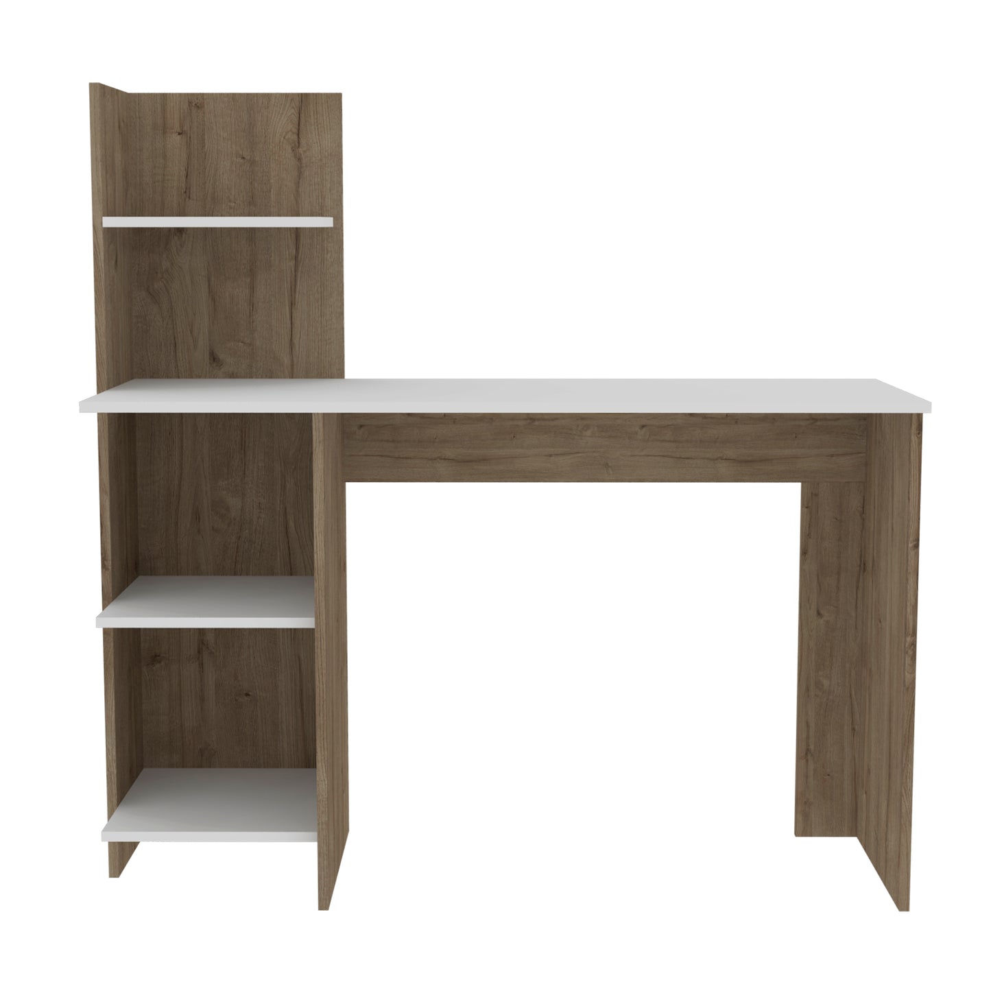 Curry 4-Shelf Writing Desk White and Pine