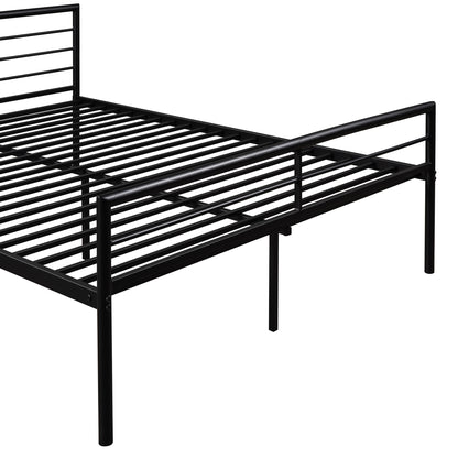 Twin Over Full Metal Bunk Bed with Desk, Ladder and Quality Slats for Bedroom, Metallic Black（OLD SKU :LP000092AAB）