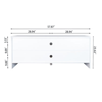 Modern Farmhouse Double Barn Door TV Stand for TVs up to 55 Inches, 58 Inch, White color