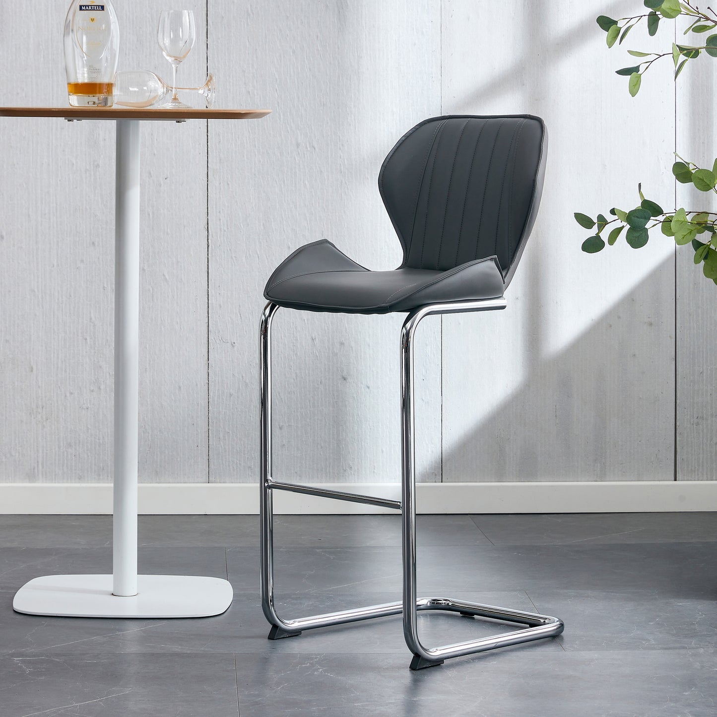 Bar chair modern design for dining and kitchen barstool with metal legs set of 4 (Grey)