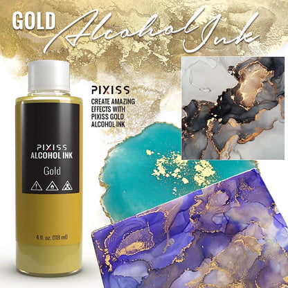 PIXISS Metallic Alcohol Ink 4 oz. - Gold by Pixiss