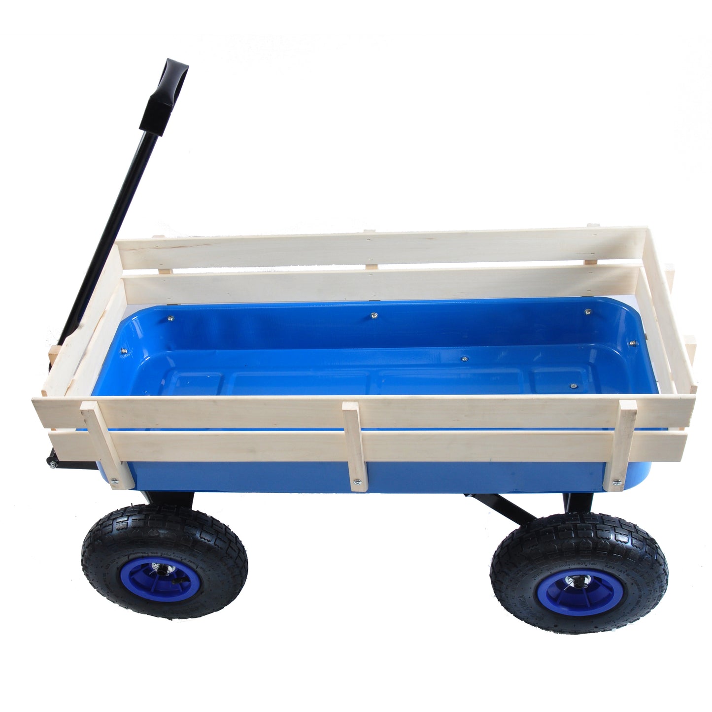 Outdoor Wagon All Terrain Pulling w/Wood Railing Air Tires Children Kid Garden