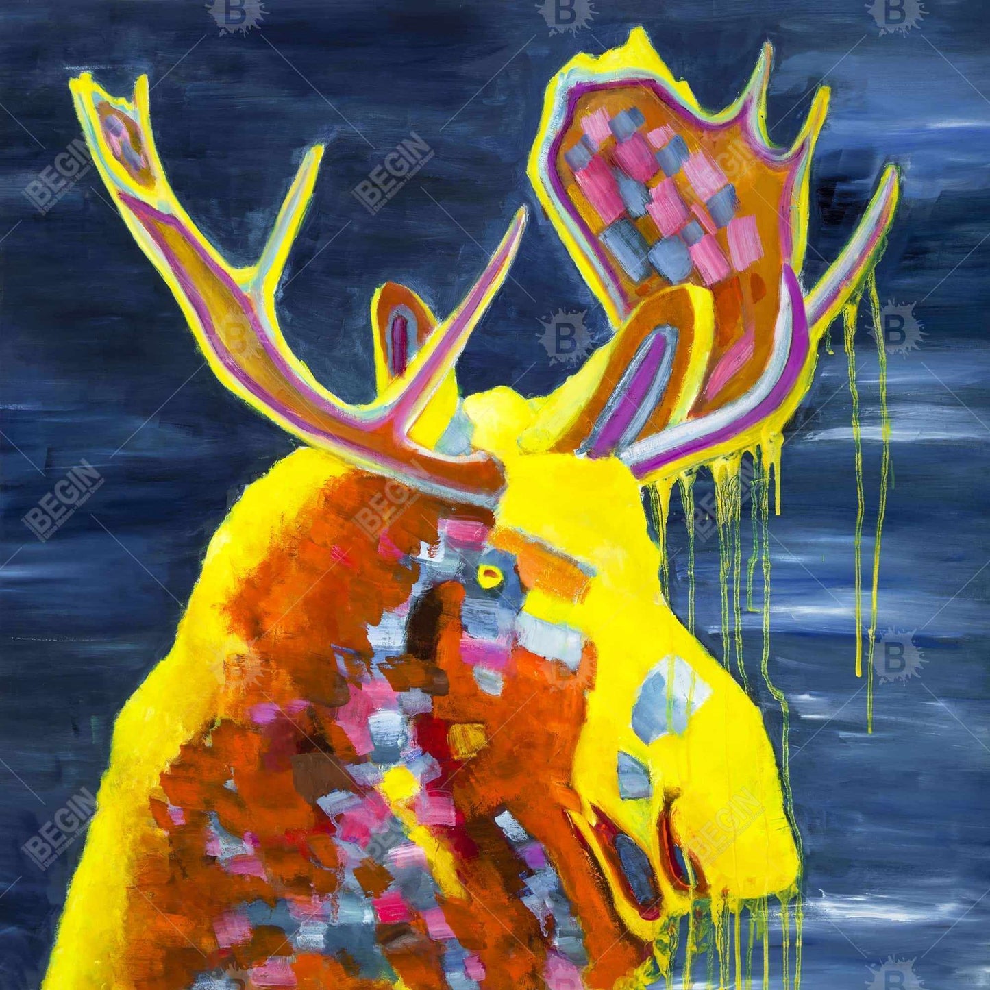 Colorful moose - 32x32 Print on canvas