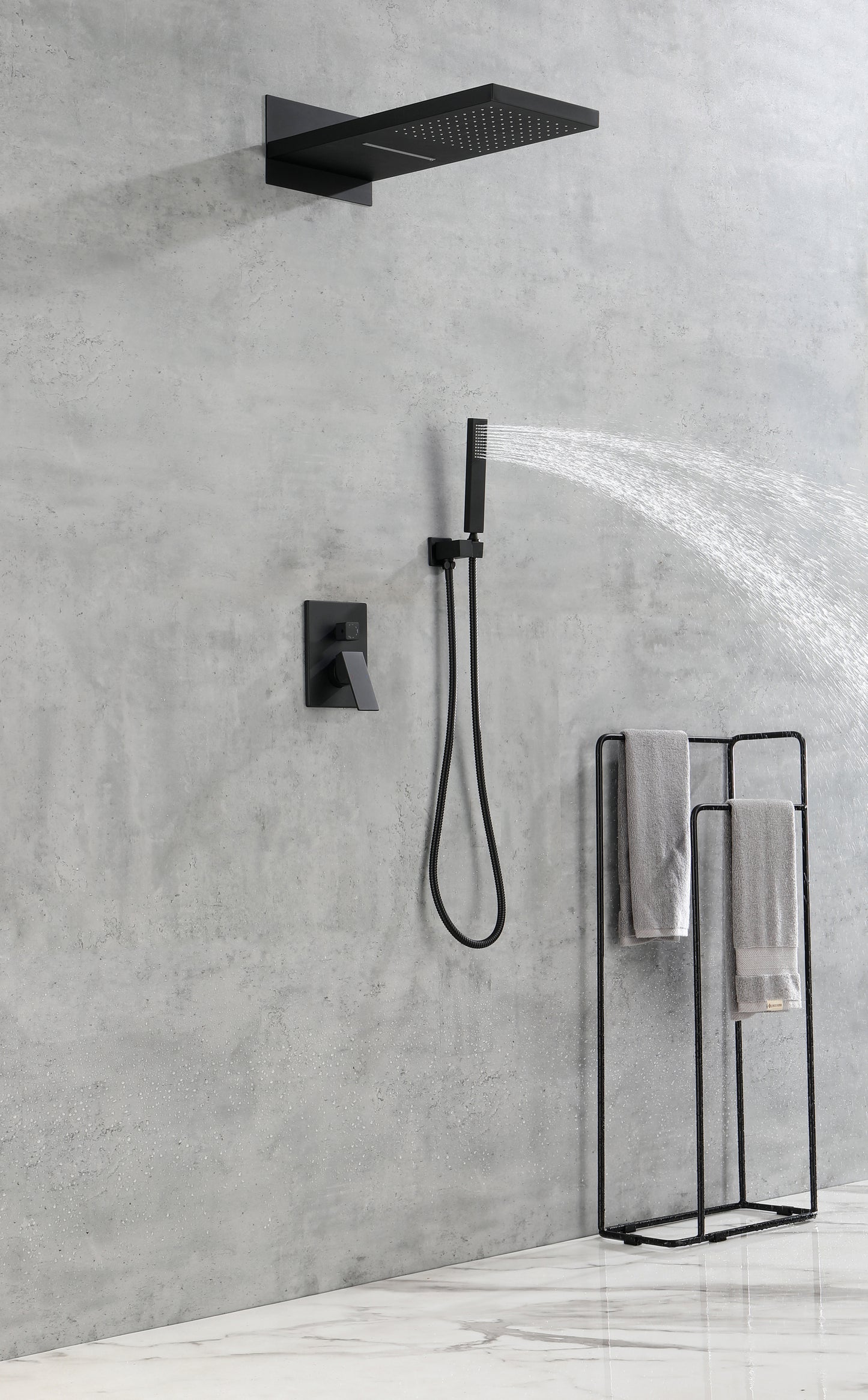 Shower System,Waterfall Rainfall Shower Head with Handheld, Shower Faucet Set for Bathroom Wall Mounted