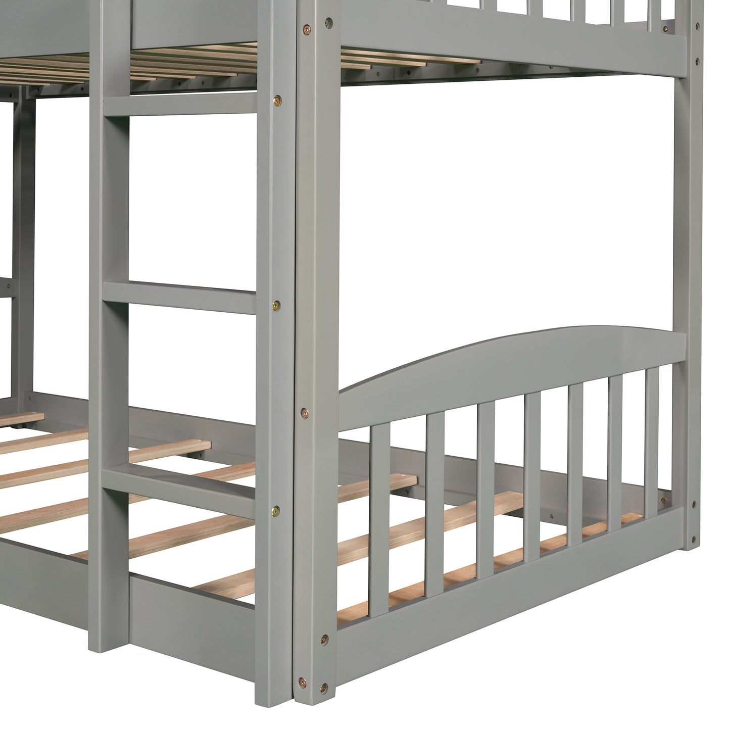 Twin Over Twin Bunk Bed with Slide, House Bed with Slide, Gray(OLD SKU: LP000213AAE)