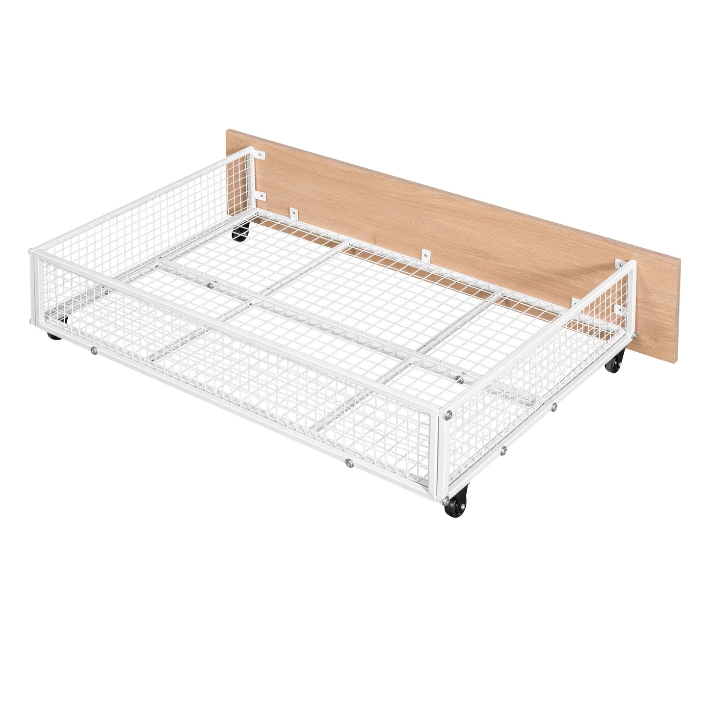 Full Over Twin & Twin Bunk Bed, Metal Triple Bunk Bed with Drawers and Guardrails, White