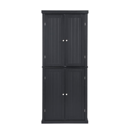 TOPMAX Freestanding Tall Kitchen Pantry, 72.4" Minimalist Kitchen Storage Cabinet Organizer with 4 Doors and Adjustable Shelves, Black