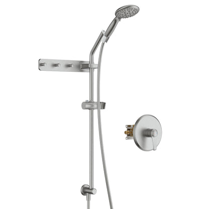 Large Amount of water Multi Function Shower Head - Shower System with 4." Rain Showerhead, 6-Function Hand Shower, Simple Style,With Storage Hook, Brushed Nickel