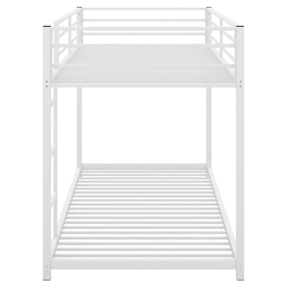 Twin over Twin Metal Bunk Bed, Low Bunk Bed with Ladder,White(OLD SKU:MF197033AAK)