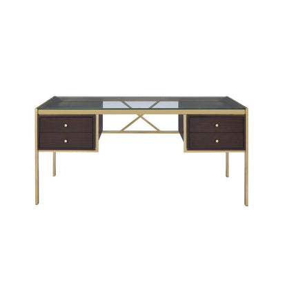 ACME Yumia Desk in Gold & Clear Glass 92785