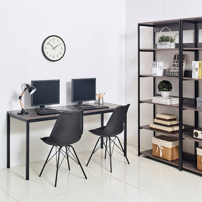 Harry Contemporary Wood and Metal Computer Desk in Black and Rustic Gray